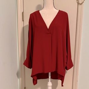 EE:Some V-Neck Wine Blouse NWT Size Large